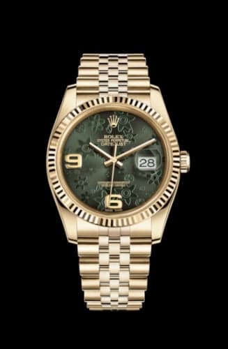Rolex Datejust 36 Yellow Gold Fluted / Jubilee / Green Floral