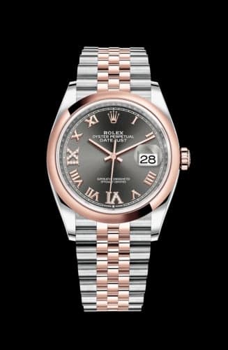 Rolex Datejust 36 Stainless Steel / Everose / Smooth / Slate Roman Diamond / Jubilee