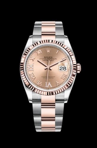 Rolex Datejust 36 Stainless Steel / Everose / Fluted / Rose Roman Diamond / Oyster