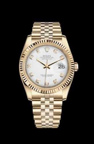 Rolex Datejust 36 Yellow Gold Fluted / Jubilee / White Diamonds