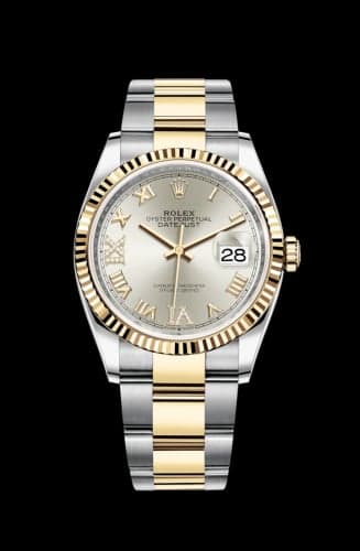 Rolex Datejust 36 Stainless Steel / Yellow Gold / Fluted / Silver Roman Diamond / Oyster