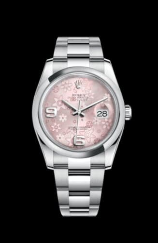 Rolex Datejust 36 Stainless Steel Domed / Oyster / Pink Floral