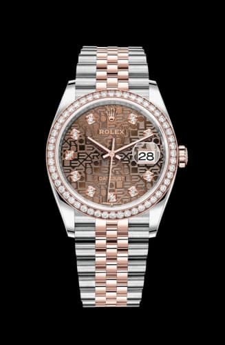 Rolex Datejust 36 Stainless Steel / Everose / Diamond / Chocolate Computer / Jubilee