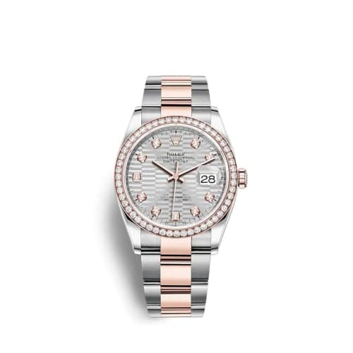 Rolex Datejust 36 Stainless Steel / Everose / Diamond / Silver - Fluted - Diamond / Oyster
