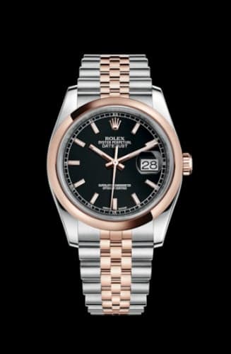 Rolex Datejust 36 Rolesor Everose Domed / Jubilee / Black