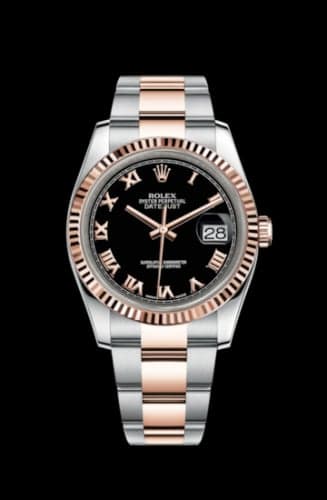 Rolex Datejust 36 Rolesor Everose Fluted / Oyster / Black Roman
