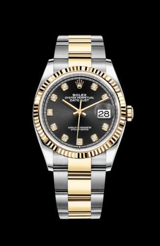 Rolex Datejust 36 Stainless Steel / Yellow Gold / Fluted / Black Diamond / Oyster