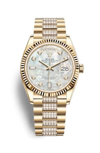 Rolex Day-Date 36 Yellow Gold / Fluted / MOP-Diamond / President-Diamond