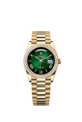 Rolex Day-Date 36 Yellow Gold Diamond / Green - Ombré / President