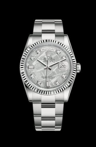 Rolex Day-Date 36 White Gold Fluted / Oyster / Meteorite