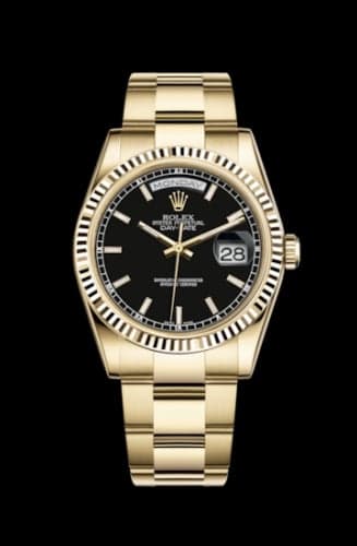 Rolex Day-Date 36 Yellow Gold Fluted / Oyster / Black