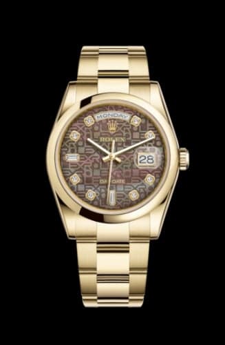 Rolex Day-Date 36 Yellow Gold Domed / Oyster / Black MOP Computer