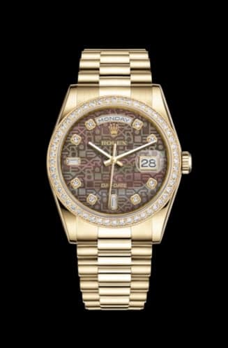 Rolex Day-Date 36 Yellow Gold Diamonds / President / Black MOP Computer