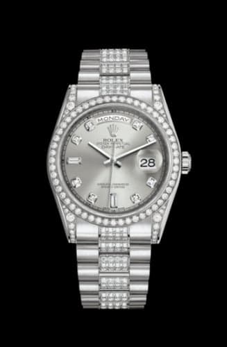 Rolex Day-Date 36 White Gold Diamonds / President Diamond / Silver Diamond