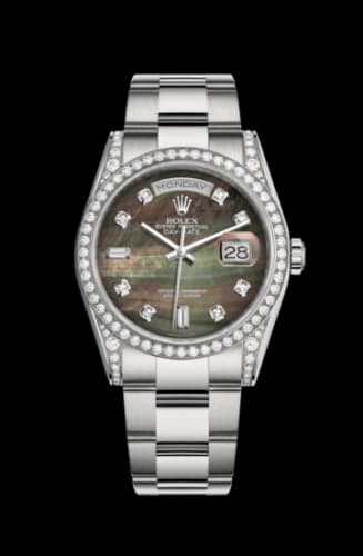 Rolex Day-Date 36 White Gold Diamonds / Oyster / Black MOP