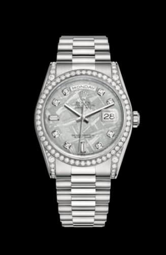 Rolex Day-Date 36 White Gold Diamonds / President / Meteorite