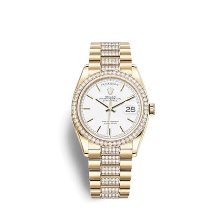 Rolex Day-Date 36 Yellow Gold Diamond / White / President - Diamond