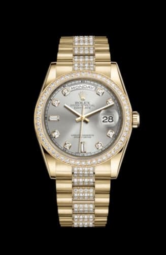 Rolex Day-Date 36 Yellow Gold Diamonds / President Diamond / Silver Diamond