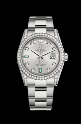 Rolex Day-Date 36 White Gold Diamond / Oyster / Silver Diamond Emerald