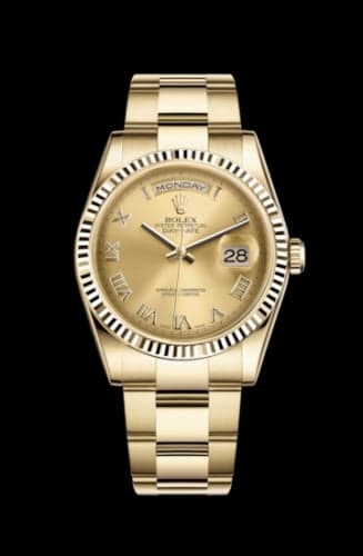 Rolex Day-Date 36 Yellow Gold Fluted / Oyster / Champagne Roman
