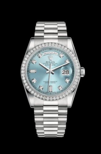 Rolex Day-Date 36 Platinum Diamonds / President / Ice Blue Diamonds