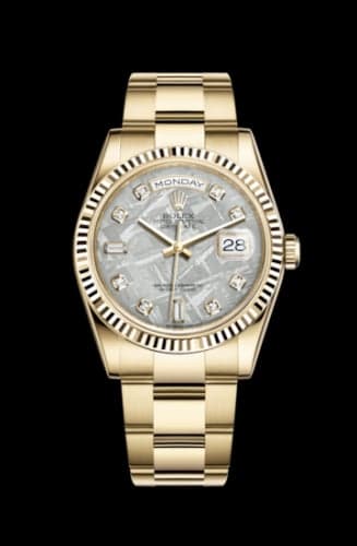 Rolex Day-Date 36 Yellow Gold Fluted Oyster Meteorite Diamonds