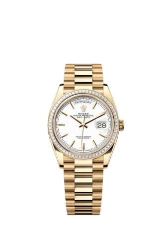 Rolex Day-Date 36 Yellow Gold - Baguette / White / President