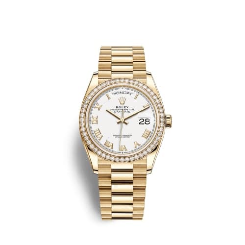 Rolex Day-Date 36 Yellow Gold Diamond / White - Roman / President