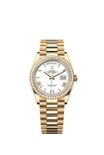 Rolex Day-Date 36 Yellow Gold Diamond / White - Roman / President