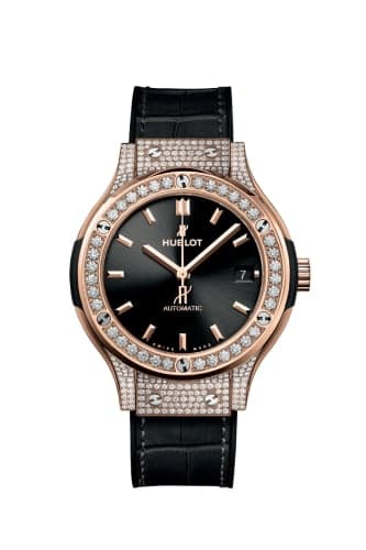 Hublot Classic Fusion 38 King Gold - Pavé / Black / Alligator