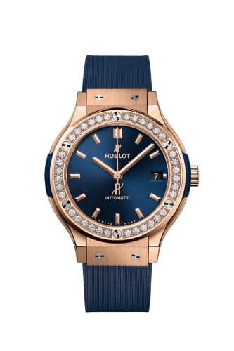 Hublot Classic Fusion 38 King Gold - Diamond / Blue / Rubber