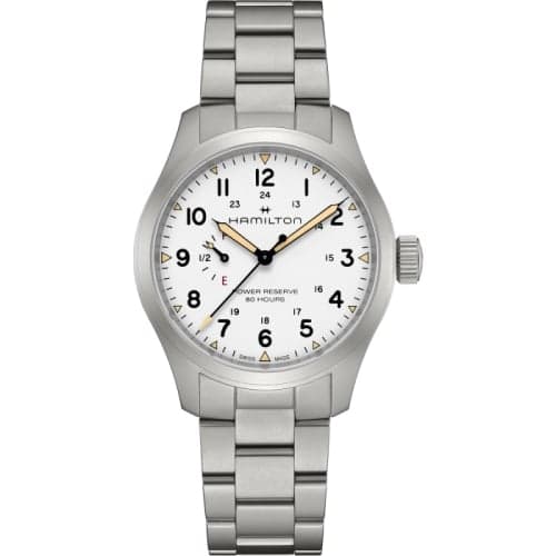 Hamilton Khaki Field Mechanical Power Reserve Stainless Steel / White / Bracelet