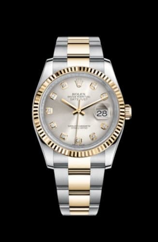 Rolex Datejust 36 Rolesor Yellow Fluted / Oyster / Silver Diamonds