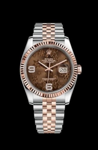 Rolex Datejust 36 Rolesor Everose Fluted / Jubilee / Chocolate Floral