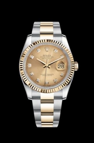 Rolex Datejust 36 Rolesor Yellow Fluted / Oyster / Champagne Diamonds