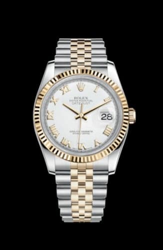 Rolex Datejust 36 Rolesor Yellow Fluted / Jubilee / White Roman