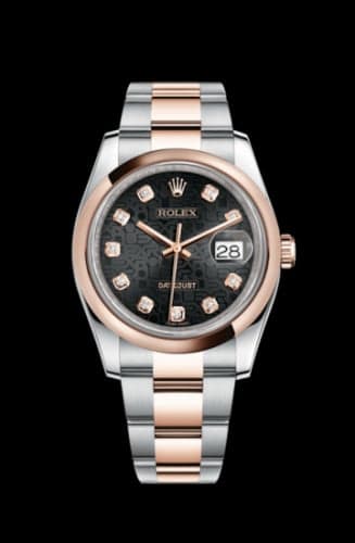 Rolex Datejust 36 Rolesor Everose Domed / Oyster / Black Computer