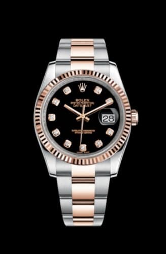 Rolex Datejust 36 Rolesor Everose Fluted / Oyster / Black Diamond