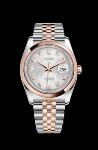 Rolex Datejust 36 Rolesor Everose Domed / Jubilee / Silver Computer