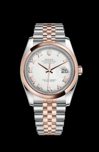 Rolex Datejust 36 Rolesor Everose Domed / Jubilee / White Roman