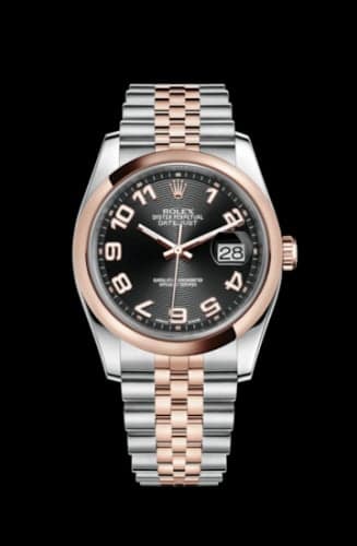 Rolex Datejust 36 Rolesor Everose Domed / Jubilee / Black Arabic
