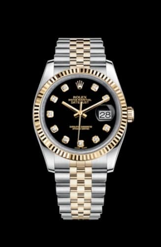 Rolex Datejust 36 Rolesor Yellow Fluted / Jubilee / Black Diamond