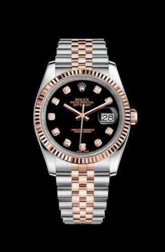Rolex Datejust 36 Rolesor Everose Fluted / Jubilee / Black Diamonds