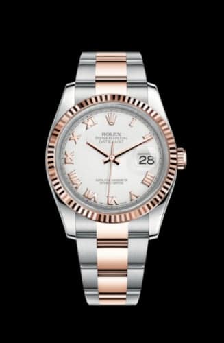 Rolex Datejust 36 Rolesor Everose Fluted / Oyster / White Roman