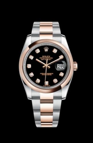 Rolex Datejust 36 Rolesor Everose Domed / Oyster / Black Diamond