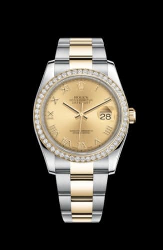 Rolex Datejust 36 Rolesor Yellow Diamond / Oyster / Champagne Roman