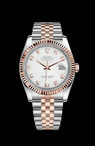 Rolex Datejust 36 Rolesor Everose Fluted / Jubilee / White Diamonds