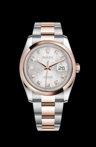 Rolex Datejust 36 Rolesor Everose Domed / Oyster / Silver Computer