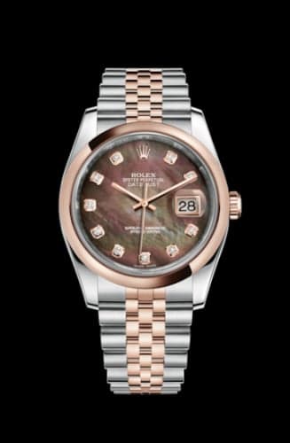 Rolex Datejust 36 Rolesor Everose Domed / Jubilee / Black MOP
