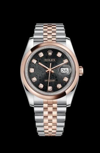 Rolex Datejust 36 Rolesor Everose Domed / Jubilee / Black Computer